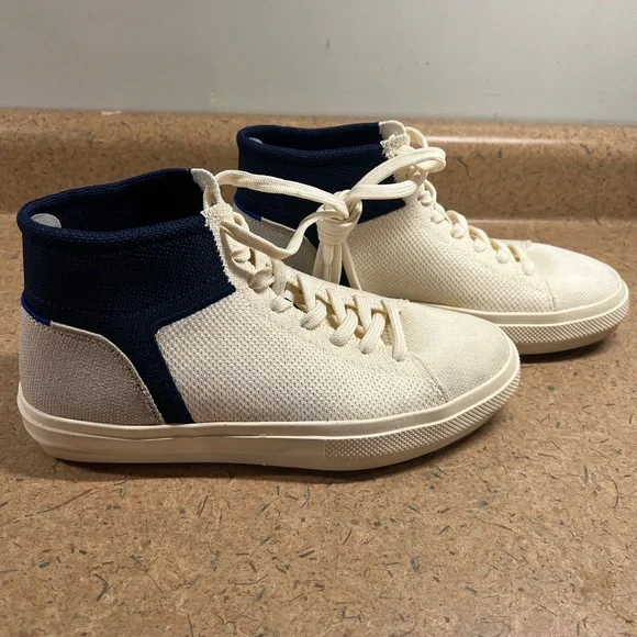 Rothys The High Top Hudson Cream White Womens White Blue Size 7.5 High Top Shoes - Picture 3 of 11
